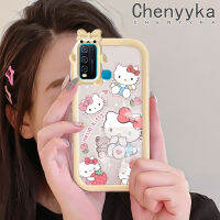 เคส Chenyyka สำหรับ VIVO Y30 Y30i Y50การ์ตูน Hello Kitty Bear สร้างสรรค์สีสันน่ารักเลนส์กล้องถ่ายรูปแบบนิ่มมอนสเตอร์น้อยซิลิโคนเคสใสกันกระแทกแบบใสง่ายเคสป้องกัน