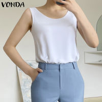 (จัดส่งฟรี)Fancystyle VONDA เสื้อแขนกุดลำลองหรูหราของผู้หญิงเสื้อกล้าม OL ทำงานคอกลม