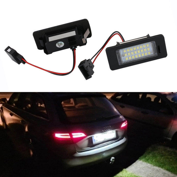 led-หมายเลขทะเบียนโคมไฟ12โวลต์-c-an-bus-สำหรับออดี้-a4-b8-a5-q5-s5-tt-s4-a6-a7-2008-2013ข้อผิดพลาดฟรีออดี้ไฟใบอนุญาต