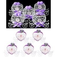 H55A 5Pcs Cinderella Carriage Candy Chocolate Boxes Birthday Wedding Party Favour New Storage Boxes