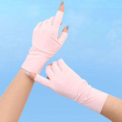 Muswannasas】ถุงมือถุงมือพิมพ์ลายจุดทำเล็บผู้หญิง,ถุงมือขับรถเนื้อผ้าระบายอากาศเป็นมิตรต่อผิวถุงมือถุงมือป้องกันรังสี UV ใส่ขับรถเนื้อผ้าไอซ์ซิลค์กันแดด