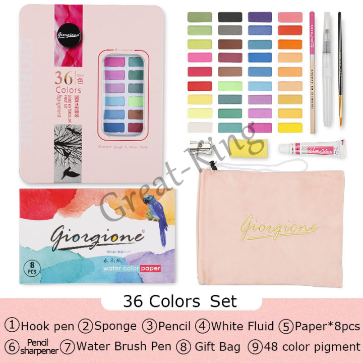 48/36 Colors Solid Water Color Paint Set With Metal Iron Box
