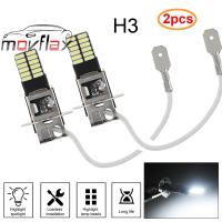 MovFlax 2ชิ้น H3 Canbus แสงไฟขาวจัดรถยนต์ไฟตัดหมอก12V 6000K หลอดไฟไฟหน้ารถมอเตอร์ไซค์แบบ LED วิ่งโคมไฟรถจักรยานยนต์อัตโนมัติ