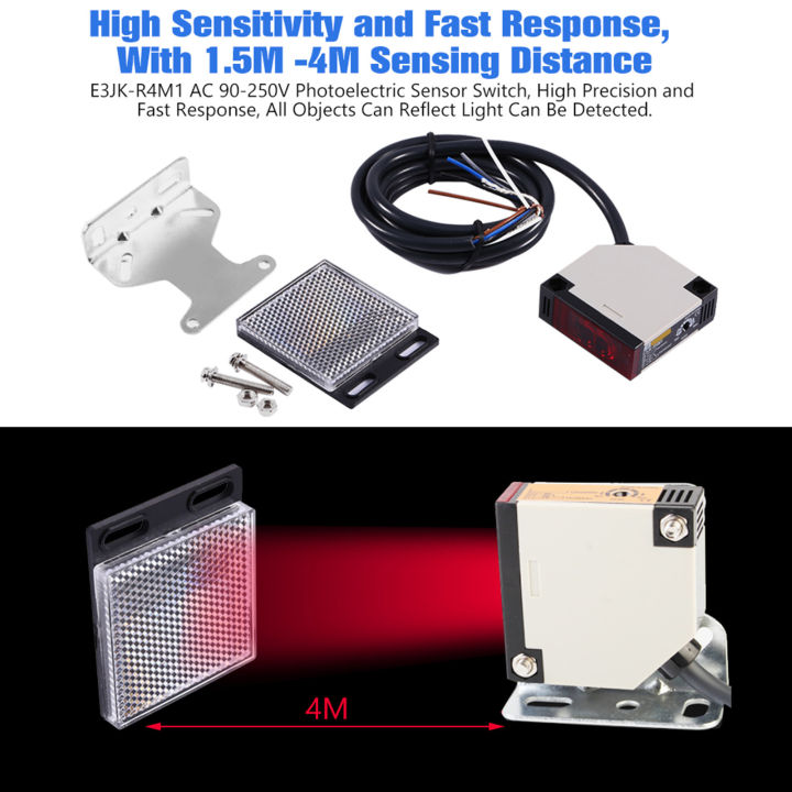 โฟโตอิเล็กทริคชนิดสะท้อนแสงแบบ-specular-ใหม่สวิตช์เซ็นเซอร์-omron-e3jk-r4m1-โฟโตอิเล็กทริคแบบสะท้อนแสง-ac-90-250vac-3a