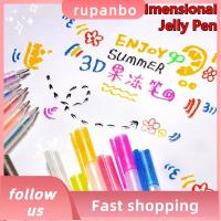 RUPANBO039392692 6PCS/Set หลายสี ปากกาเจลลี่สเตอริโอ3D แก้วโลหะเซรามิก 3D สามมิติ ปากกาบัญชีมือ ที่มีคุณภาพสูง ปากกาไฮไลท์ สำหรับนักเรียน