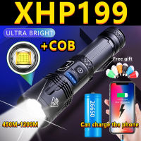 NEW Ultra Bright XHP199 16 CORE COB LED Flashlight USB Rechargeable Zoom led 5Modes Tactial Flashlight Torch 50 Battery