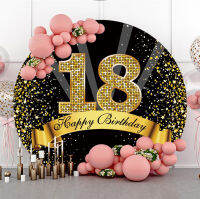 A18th วันเกิด Golden Dot รอบการถ่ายภาพพื้นหลัง Family Party Photocall Prop Glitters แบนเนอร์ Portrait Custom Photo BackdropM