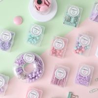 Macaron Office Stationery 1 Box Pushpin Mini Stapler Bill Clip Bookmark Push-pins Dovetail Clip Plastic Key Tag School Supplies Staplers Punches