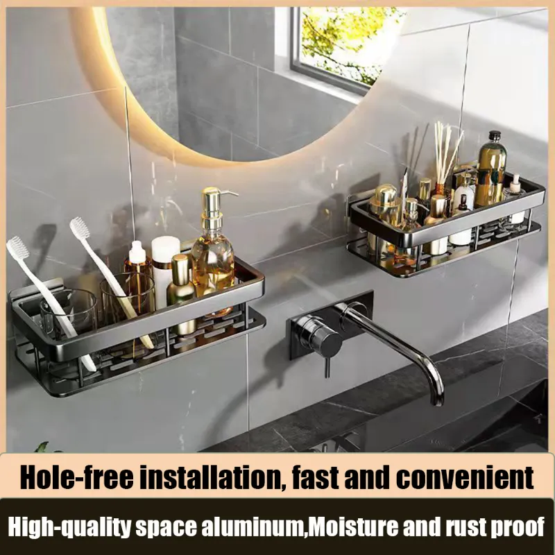 No Drilling Bathroom Shower Shelf - Shower Storage Organizer with 1 Soap  Holder Shower Caddy for 18mm-25mm of Shower Rail for Shampoo Soap  Conditioner