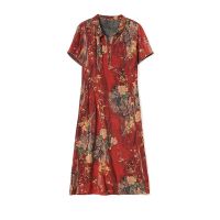 【Ready】? pel silk dress womens short-sed ms summer new wern sle mulberry silk dle-aged tempeent bey