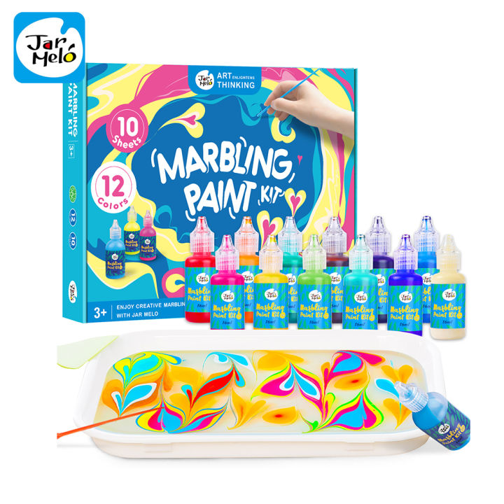 Marbling Paint Art Kit for Kids, 18 Colors Water Marbling kit