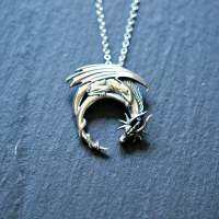 Dragon Necklace Sleeping Dragon Pendant Necklace Medieval Symbolic Necklace Dragon Jewelry Charm Jewelry 1PC