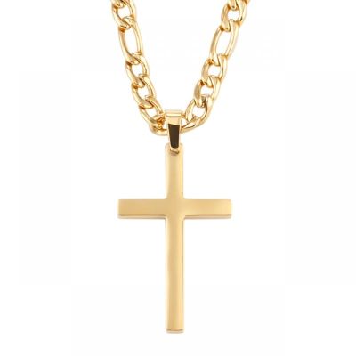 Fashion Gold Color Chain Cross Necklace for Men Stainless Steel Cross Pendant Amulet Jewelry Birthday Gift