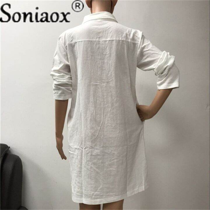 cotton-linen-mid-long-dress-women-summer-v-neck-button-pure-color-short-sleeve-casual-dress-2021-beach-sundress-vestidos-femme