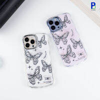 Case เคสไอโฟน ขอบหยัก ลายผีเสื้อ เมทัลลิค สำหรับ 14ProMax/14Pro/14/13ProMax/13Pro/13/12ProMax/12Pro/12