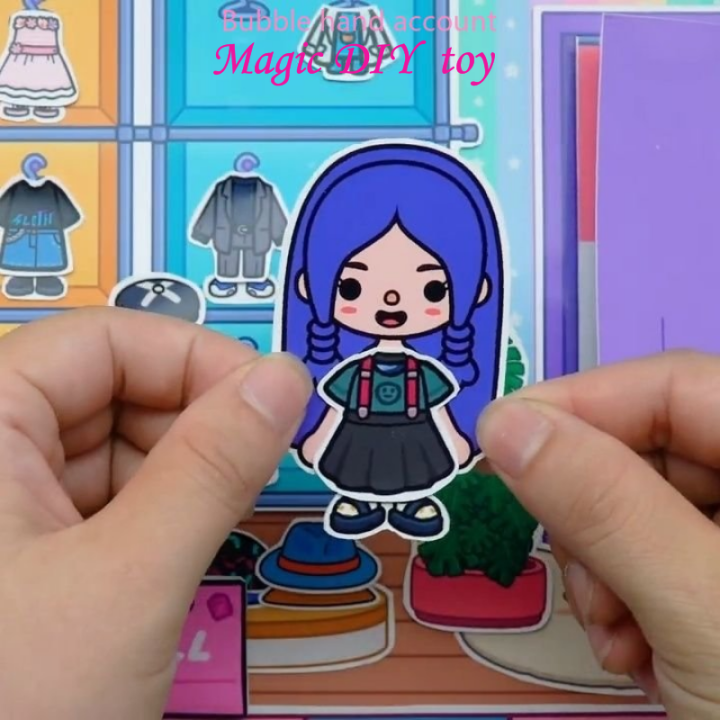 ร้านขายเสื้อผ้ากระดาษแต่งตัวตุ๊กตาแฮนด์เมด-diy-สนุกสาวบีบอัดเกมที่เงียบสงบหนังสือฉากจำลองวัสดุแพ็ค