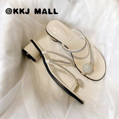 KKJ MALL WomenS High Heel High Heel 5Cm One Pigeon Egg Sandals And Slippers WomenS 2022 Summer New Rhinestone Fashion All-Match High Heel Sandals Party Shoes