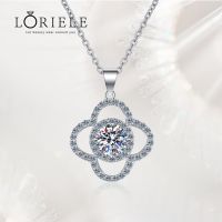 LORIELE Moissanite Necklaces for Women 14K Gold Plated Sterling Silver Flower Pendant Necklace Christmas Birthday Wedding Gift Fashion Chain Necklaces