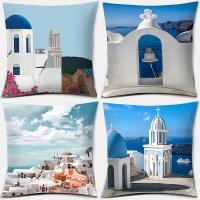 【CW】◇☞∋  45x45cm Greek Santorini series pillow square cushion living room home decoration pillowcase