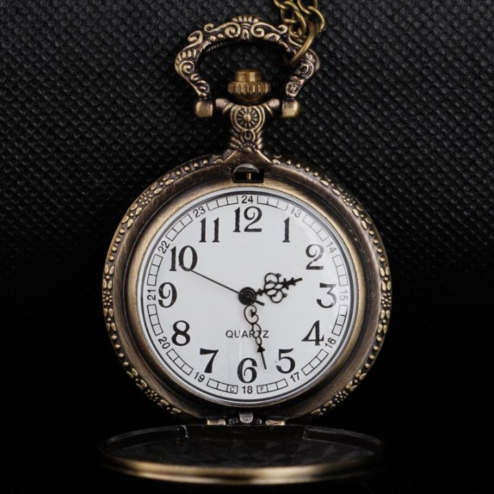 จี้นาฬิกา-steampunk-ควอตซ์นาฬิกาพกสลักรถวินเทจเหมาะสำหรับคนขับรถผู้หญิงผู้ชาย