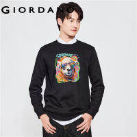 GIORDANO Men Pets Series Sweatshirts Stylish Sheep Print Fleece-Lined Sweatshirts Crewneck Fashion Casual Sweatshirts 91093245