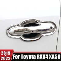 ที่จับประตูสแตนเลสฝาครอบป้องกันสำหรับ Toyota RAV4 2019 2020 2021 2022 2023 RAV 4 XA50 Hybrid รถอุปกรณ์เสริม