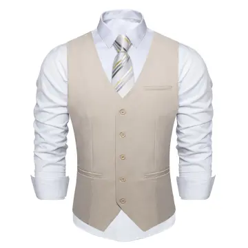 Mens khaki vest for wedding sale