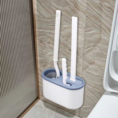 3pcs/Set Bathroom Toilet Brush Household No Dead Corner Silicone Toilet Brush Wall-mounted Cleaning Tools Bathroom Accessories