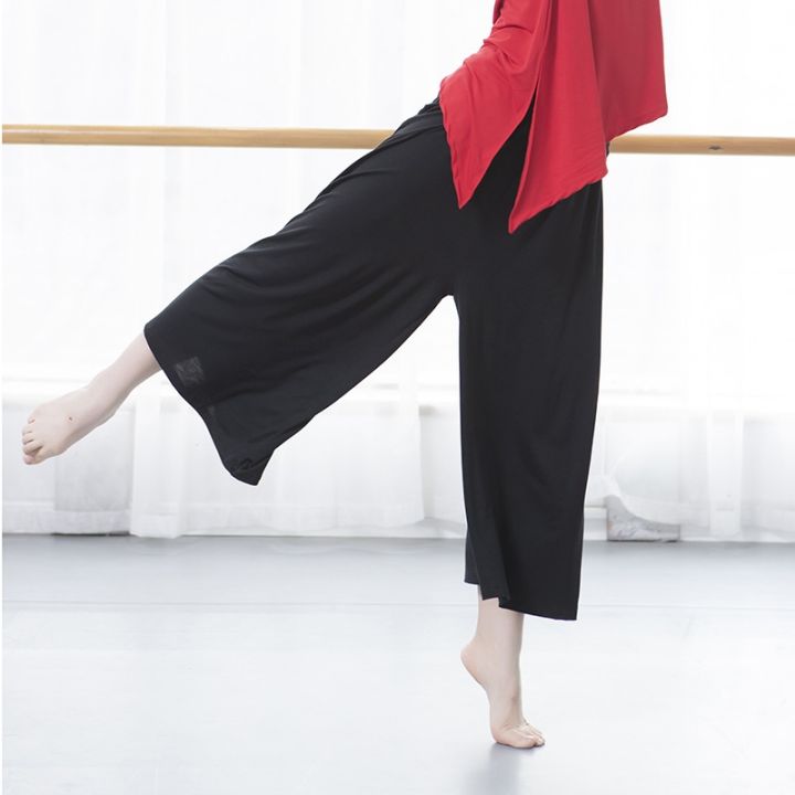 modern-dance-trousers-dance-trousers-wide-leg-trousers-black-exercise-suit-loose-basic-training-suit-shaped-modal-nine-point-trousers-women