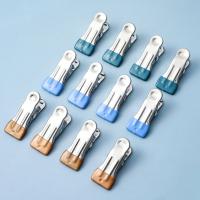 10Pcs/pack Traceless Clothes Drying Clips Stainless Steel Drying Hanger Waterproof Windproof Resin Coated Head Fixed Clothespins