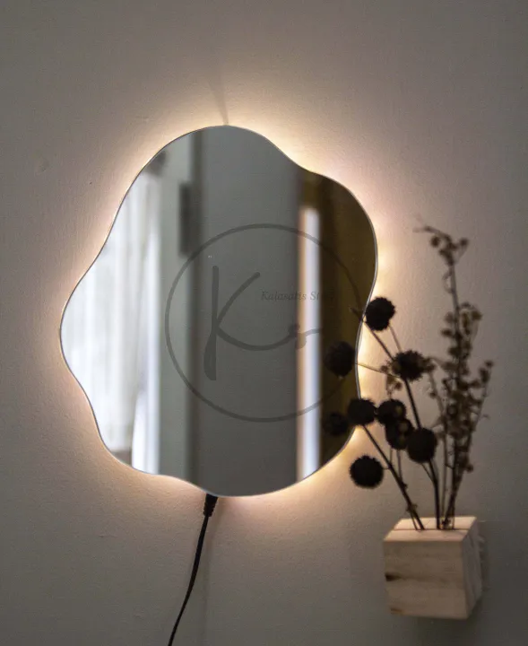 Cermin Dinding Estetik / Aesthetic Mirror LED / Perlengkapan makeup /  Pajangan Hiasan / Wall Decor / Kaca Lampu Tidur Kamar / Epsilon - Kalasatis  | Lazada Indonesia