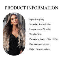 Hot ALAN EATON Long Curly Wavy Synthetic Wigs สำหรับผู้หญิงสีน้ำตาลถึงสีบลอนด์ Ombre วิกผม Ntural Middle Parted Party วิกผมทนความร้อน