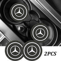 2Pc PVC โลโก้รถ Nonslip ถ้วยน้ำ Pad ผู้ถือ Coaster สำหรับ W166 W204 W203 W205 W213 A C E Class CLS CLA CLK SLK GLK