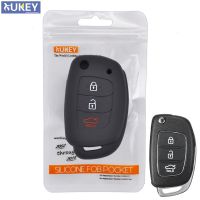 3ปุ่มซิลิโคนรถ Remote Flip Key Fob Shell สำหรับ Hyundai Creta I10 I20 Tucson Elantra Santa Fe 2016 2017 2018