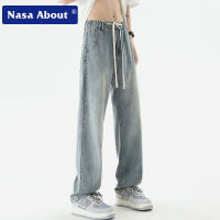 Fast Shipping Nasa Flagship Store Versatile Wide -Legged Straight Washing, Old Denim Pants, MenS Trendy Middle