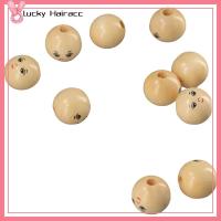 LUCKY HAIRACC 100pcs ทำจากไม้ ลูกปัดไม้ลูกปัด 18mm ครับ พิมพ์ undyed ลูกปัดหัวกลม พิมพ์ undyed Ball มีรู ลูกปัดไม้เรียบ การทำเครื่องประดับงานฝีมือ DIY