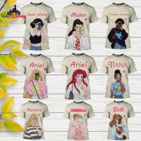 Modern Disney  princess Cartoon Disney men women casual style 3D High Quality print Summer Casual Streetwear Tee Tops