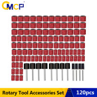 CMCP แถบขัดชุด120ชิ้นกรวด80บิตขัดกับ14 38 12 Mandrel ขัดกลองขัดเครื่องมือขัด