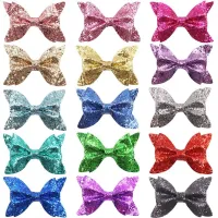 【YY】10PCS 4.5Inch Hair Bows Clips Sparkly Glitter Pigtail Hair Bows Alligator Hair Clips for Baby Girls Toddlers Kids Children Teens