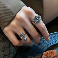 [COD] Trend personality retro lotus ring female creative clock do old hip-hop trendy index finger girls