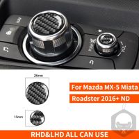 คอนโซลกลางสติกเกอร์ปุ่มฝาครอบตัดมัลติมีเดียคาร์บอนไฟเบอร์สำหรับ Mazda MX-5รถเปิดประทุนมิอาทา2016 + MX5 ND อุปกรณ์เสริมรถยนต์