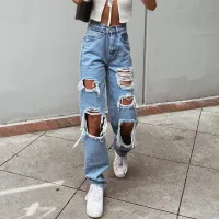 high rise baggy ripped jeans