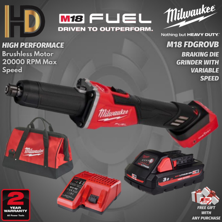 Milwaukee M18 FDGROVB Fuel Braking Die Grinder With Variable Speed