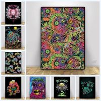 Psychedelic Monster Rick Psychedelic รูปแบบโปสเตอร์ภาพเคลื่อนไหวการ์ตูนภาพวาดผ้าใบ Wall Art สำหรับห้องนั่งเล่นตกแต่งบ้าน