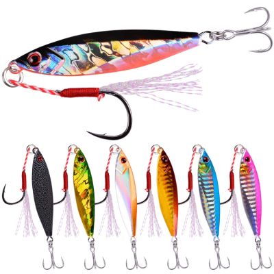 14/21/30g jig Shone Hard Bait Fishing Feather Metal jigger Lure Accessories Colorful Crankbait Minnow Sinking Spinning Baits