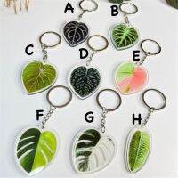 【CW】℡  Keychains Set Double-sided Print Chains Monstera Albo archipelago Leaves Keyring Gloriosum