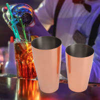 Boston Cocktail Shaker Stainless Steel Rose Gold พื้นผิวมันป้องกันการรั่วซึมสำหรับบาร์เทนเดอร์