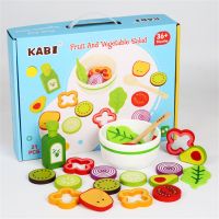 Kids Wooden Fruit Vegetable Salad Toy Simulation Kitchen Pretend Playing House Interactive Toy Kids Educational Birthday Gift