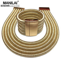 MANILAI Hot Boho Collar Necklace Jewelry Sets Fashion Magnetism Button Multilayer Choker Necklaces celets Set Women Bijoux