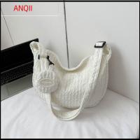 ANQII ผ้าใบแคนวาส กระเป๋า Crossbody กระเป๋าใส่เงิน สีทึบทึบ ถุงเมฆ ลำลองแบบสบายๆ จุได้มาก กระเป๋าสะพายไหล่แบบสั้น สำหรับผู้หญิง